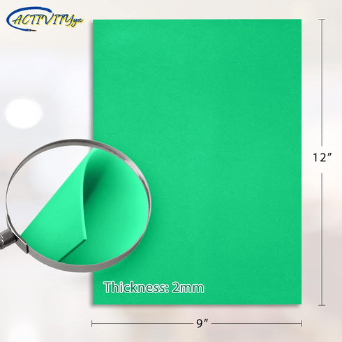 GREEN EVA Foam Sheets, 9 x 12 Inch, 2mm Thick Handicraft Foam Paper for Arts and Crafts, by ACTIVITYya - 10 Sheets...