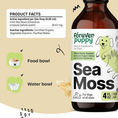 Irish Sea Moss Drops for Dogs - Thyroid & Energy Support for All Breeds & Sizes - Dog Food Supplements with Liquid Seamoss Extract - Natural Vitam...