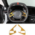 Real Carbon Fiber Steering Wheel Button Cover Sticker Compatible with Corvette C8 2020-2023, Car Steering Wheel Panel Protection Frame Sticker Tri...