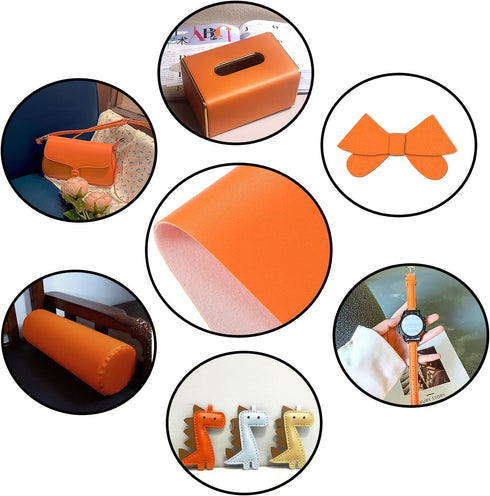 CDY Smooth Faux Leather Sheets 13.8"X53" Solid Color Faux Leather Fabric Roll Perfect for Making Earrings, Bows,Bags,DIY Crafts (Orange)...