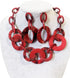 Women Simple Acrylic Collar Choker Cluster Bib Statement Chain Necklace and Hoop Earring Jewelry Set, 18" (Red)...