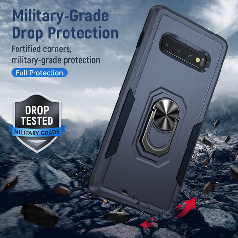 for Samsung Galaxy S10 Plus Case with Kickstand Armor Magnetic Ring Rugged Protective Military Grade Shockproof Case for Galaxy S10+ Plus Phone Ca...