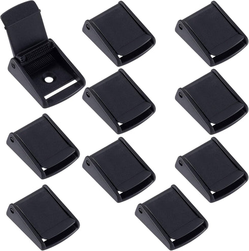 10 Pack 25mm/ 1 inch Buckle Clips for Tie-Down Straps, Plastic Cam Buckles Toggle Fasteners for DIY Craft Backpack Luggage- Black...