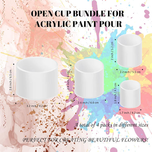 4 Pcs Open Cup Bundle for Acrylic Paint Pour Silicone Leaky Floating Open Cups Acrylic Paint Pouring Open Cups for DIY Resin Acrylic Paint, white...