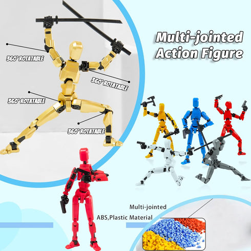 4Pack Assembled Titan T13 Action Figures Set - Lucky Dummy Nova 13 Action Figure Robot Anime Stick Figures Fidget Toys for Boys Multi Movable Join...