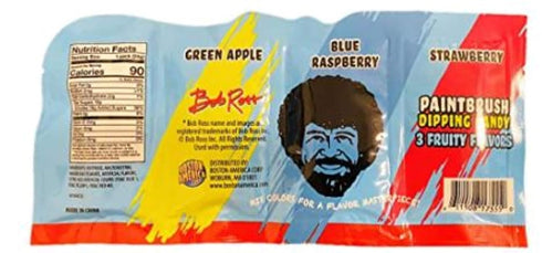Bob Ross Flavor Palette Paintbrush Dipping Candy - One (1) 0.85 Oz Pack. 3 Fruity Flavors Strawberry, Blue Raspberry and Green Apple...
