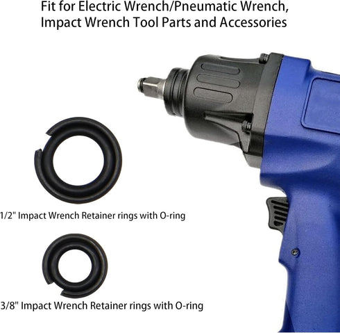 1/2"" & 3/8"" Impact Wrench Retainer rings with O-ring Fit for Electric Wrench/Pneumatic Wrench, Impact Wrench Tool Parts and Accessories (6+6/Set...