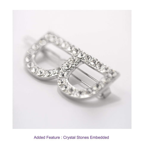 Spinningdaisy Bold Crystal Initial Gleam Hair Pin A Silver...