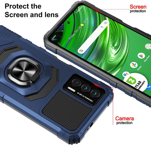 for Cricket Outlast Case, with Tempered Glass Screen Protector Heavy Duty Protection Technology Built-in Kickstand Rugged Shockproof Protective Ph...