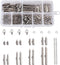Beadthoven 260pcs 8sizes Stainless Steel Tube Slide On End Clasps with Twist Extender Chains Jump Rings Lobster Claw Clasps Crimp Cord Ends Findin...