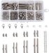 Beadthoven 260pcs 8sizes Stainless Steel Tube Slide On End Clasps with Twist Extender Chains Jump Rings Lobster Claw Clasps Crimp Cord Ends Findin...