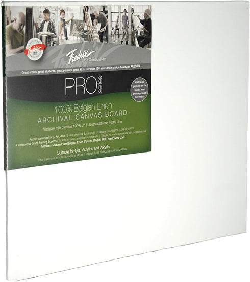Fredrix PRO Series Archival Linen Canvas Board, 9" x 12", White...