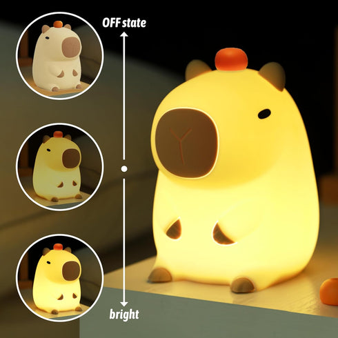 FULLOSUN Capybara Night Light, Capybara Gifts, Funny Capybara Birthday Gifts for Children Women Teenage Girls Boy Toddler - ABS+SIL Portable Squis...