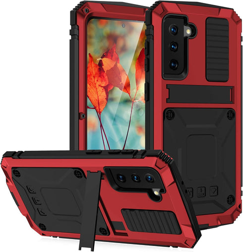 Compatible with Samsung Galaxy S21 Case, Aluminum Metal Gorilla Glass Waterproof Shockproof Military Heavy Duty Sturdy Protector Cover Hard Case (...