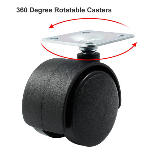4pcs 1.5 Inch Swivel Caster Wheels, Black Nylon Plate Caster Wheels, Heavy Duty Swivel Plate Casters Wheels Replacement for Furniture, Cart, Cabin...
