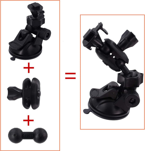 Dash Cam Suction Mount - Windshield & DashBoard Suction Cup Mount Holder/w Various Joints for Yi/Rexing/Falcon/Old Shark/VANTRUE/KDLINKS/WheelWitn...