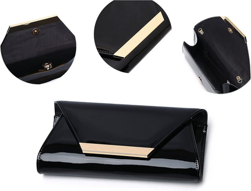 Women Patent Leather Fashion Clutch Purses Evening Bag Handbag...