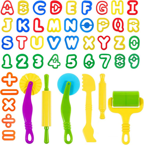Dough Tools Play Dough Cutters, Various Shapes Include of Letters, Numbers, Symbols (47 PCS)...