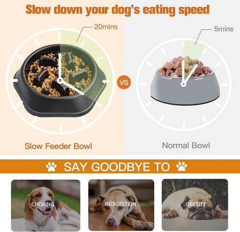 UPSKY Slow Feeder Dog Bowl Anti-Chocking Slower Feeding Dog Puzzle Bowl, Interactive Bloat Stop Dog Food Bowl Dishes Non-Slide Dog Lick Treat Bowl...