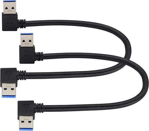 2 Pack Left & Right Angle USB 3.0 A Cable 90 Degree USB 3.0 Type A Male Transferring Data and Charging Extension Cable for Hard Drive,Printers,Mod...