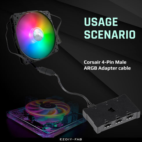 EZDIY-FAB Adapter Cable for Corsair RGB HUB, Lighting Node CORE, Commander CORE and iCUE Commander CORE XT, Smart RGB Lighting, Connect to Any 5V ...