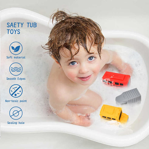 Baby Bath Toys for Kids Ages 1-3,Car Mold Free Bath Toys for Infants Toddlers,No Hole Bathtub Toys for Tub, Beach, Pool Safety Soft Infant Baby Fl...