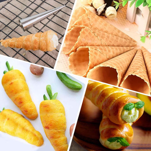 30pcs Non-Stick Cream Horn Cones Tubes Stainless Steel Conical Croissant Pastry Baking Moulds Set, Cannoli Form Roll Mold Corner Shaper for Christ...