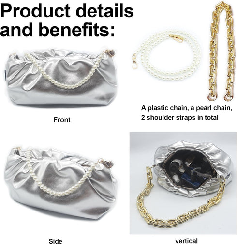 NAARIIAN Women‘s cloud-shape dumpling bags | Chunky chain clutch purses | Detachable shoulder strap Evening Handbags...