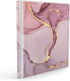 Pink Marble 3 Ring Binders 1 Inch Binder Organizer, Three Ring Binder with 2 Storage Pockets for Office Supplies...