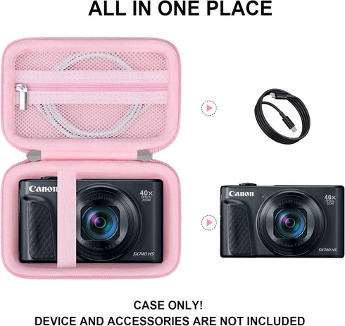 Hard Carrying Case for Canon PowerShot SX740/ SX730/ SX720/ SX620/ G7X Digital Camera, Protective Storage Bag with Zipper Mesh Pocket for Battery ...