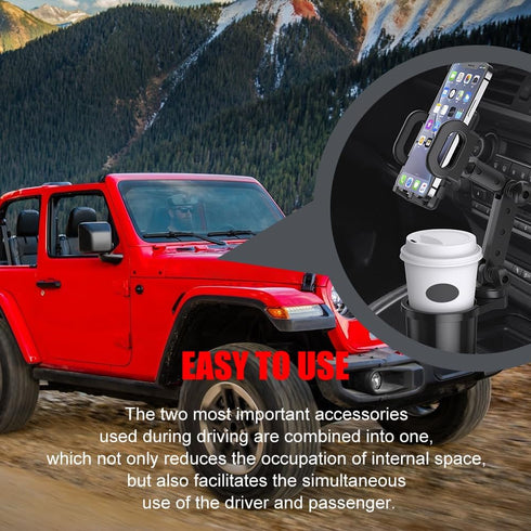 Cell Phone Holder for Car, Car Cup Holder with Phone Mount, Multifunctional Cup Holder, 360 Degrees Rotation Cup Holder Cellphone Mount, 2-in-1 Cu...