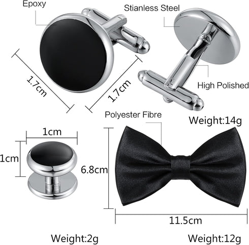 Aienid 2pcs Cufflinks and 8pcs Cuff Studs Set for Men Stainless Steel Tuxedo Shirts Business Wedding...