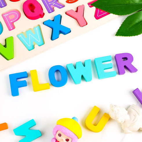 LovesTown Wooden Puzzles for Kids, Alphabet Wooden Puzzles Montessori Toddler Puzzles Preschool Educational Toys for Toddler Boys Girls Birthday...