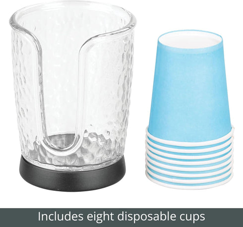 mDesign Plastic/Steel Compact Small Disposable Paper Cup Dispenser Storage Holder for Rinsing Cups on Bathroom Vanity Countertops - Rain Collectio...