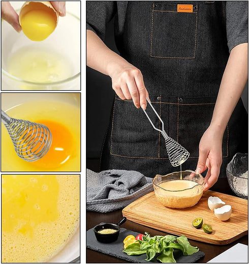Stainless Steel Spring Coil Whisk Wire Whip Cream Egg Beater Gravy Cream Hand Mixer Kitchen Tool Accessories For Mixing, Blending, Beating, Stirri...