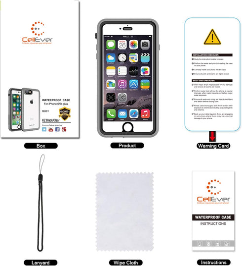 CellEver Waterproof Case for iPhone 6s Plus/iPhone 6 Plus, 5.5-Inch, Clear Waterproof IP68 Certified Shockproof Sandproof Snowproof Full Body Seal...