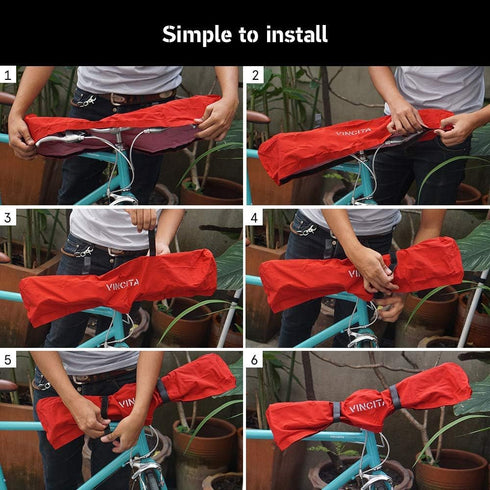 Vincita Water-Resistant Durable Handlebar Rain Cover Red Bike Cover for Mountain Bikes, Folding Bike, E-Bikes, Bikepacking Accessories (Red)...