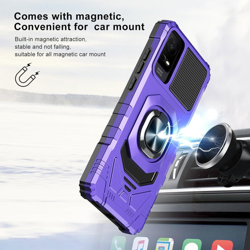for TCL ION X Case,TCL ION V Phone Case with Tempered Glass Screen Protector,Military Grade Heavy Duty Shockproof Protective Cover,with Ring Kicks...
