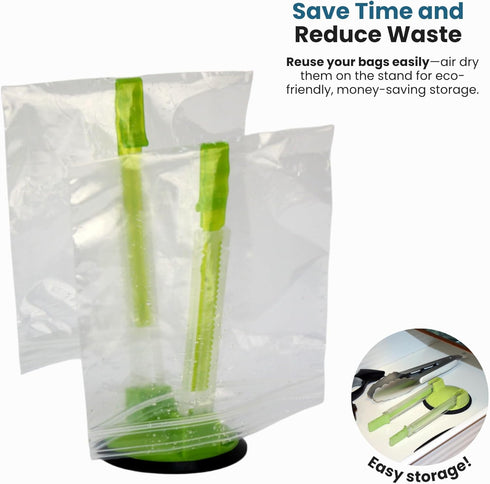 Jokari Original Adjustable Baggy Rack Stand 4 Pack. Prop Plastic Ziploc Freezer Storage Bags Open Hands-Free To Pour Leftovers, Snacks and Meal Pr...