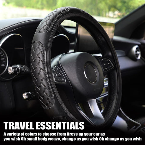 Car Steering Wheel Cover, Car Wheel Cover for Men and Women, 15 Inch Leather Anti-Slip Odorless Car Wheel Protector, Auto Interior Accessories Uni...