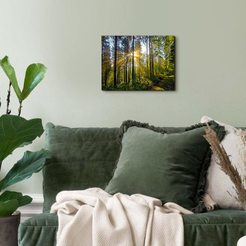 Forest Wall Art Nature Pictures Wall Decor Living Room Mountain Landscape Photo Prints Sunrise Green Trees Scenery Poster Painting Framed Artwork ...