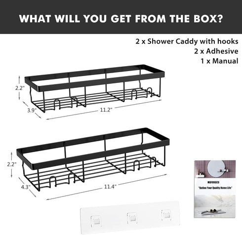 Shower Caddy Shelf Organizer Rack, Self Adhesive Black Bathroom Shelves Basket, Home Farmhouse Wall Inside Organization and Storage Decor Rv Acces...