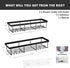 Shower Caddy Shelf Organizer Rack, Self Adhesive Black Bathroom Shelves Basket, Home Farmhouse Wall Inside Organization and Storage Decor Rv Acces...