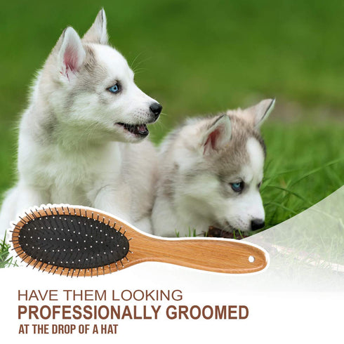 KylePet Dog Brush, Double Sided Pet Slicker Brush with Bamboo Handle for Dogs and Cats Long Hair Pets Grooming Comb for Removing Shedding, Tangles...