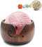Joyeee Handmade Yarn Bowl, 6'' Crafted Wooden Yarn Storage Bowl with Carved Holes & Drills Holes Crocheting Knitting Bowl Yarn Holder Gift for Kni...