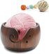 Joyeee Handmade Yarn Bowl, 6'' Crafted Wooden Yarn Storage Bowl with Carved Holes & Drills Holes Crocheting Knitting Bowl Yarn Holder Gift for Kni...