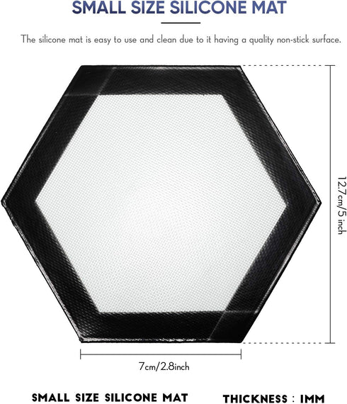 Patelai 5 Pieces Wax Silicone Container Jar Tools Include 26 ml Non Stick Hexagon Honeybee Jar Oil Kitchen Storage Container with 5 Inch Wax Mat P...