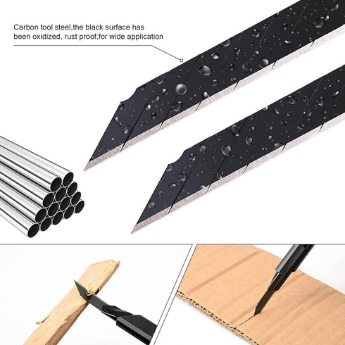 FOSHIO Retractable Utility Knife with 30 Degree Snap Off Blade 9MM, Box Cutter for Carton, Cardboard and Box, Office, Home Use, 3 Pack Black Alumi...