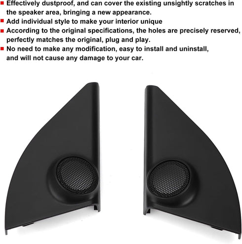 Qiilu Front Door Pillar Tweeter Cover, 2pcs Car Tweeter Speaker Cover Trim Black Modification Replacement for RAV4 2014?2019...