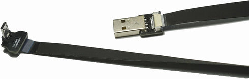 Black FPV Flat Slim Thin Ribbon FPC Cable Micro USB 90 Degree Angle to Standard USB A for sync and Charging (100CM)...